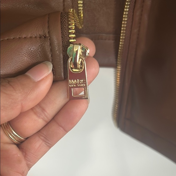 Marc New York Brown Leather Biker Jacket - Picture 5 of 16